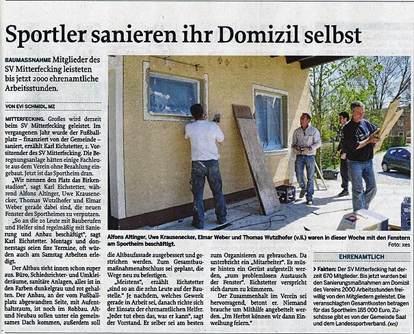 die Erweiterung und Renovierung des Sportheimes die Erweiterung und Renovierung des Sportheimes